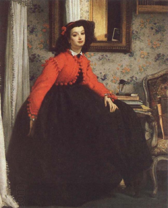 James Tissot Portrait of Mill L L,Called woman in Red Vest China oil painting art